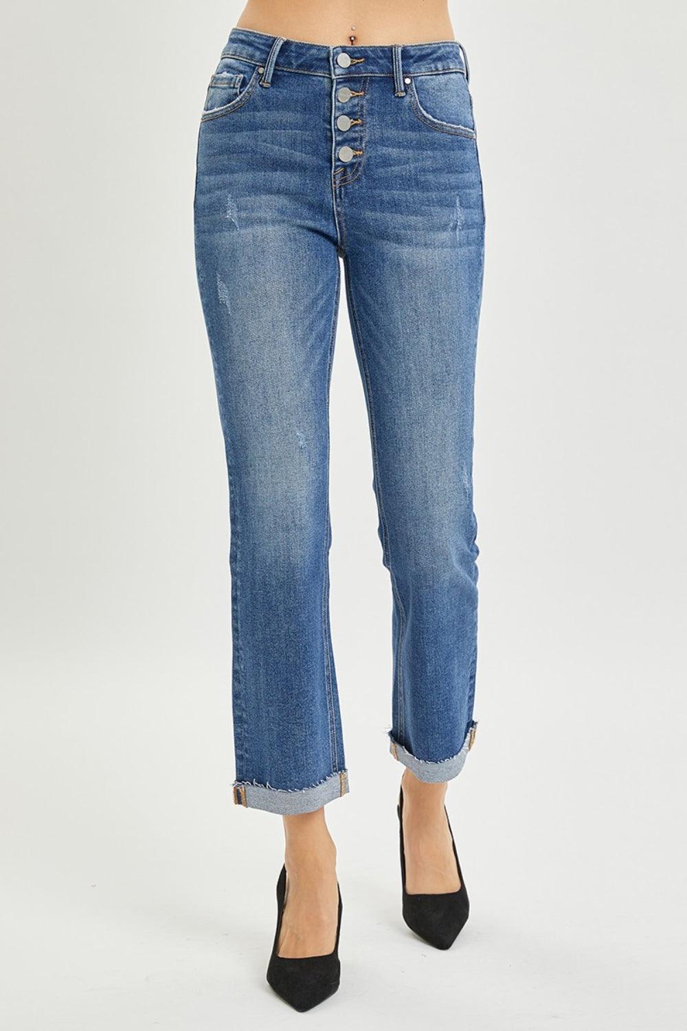 RISEN Full Size Button Fly Cropped Bootcut Jeans Carauana Store