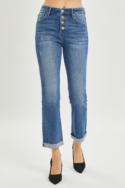 RISEN Full Size Button Fly Cropped Bootcut Jeans Carauana Store