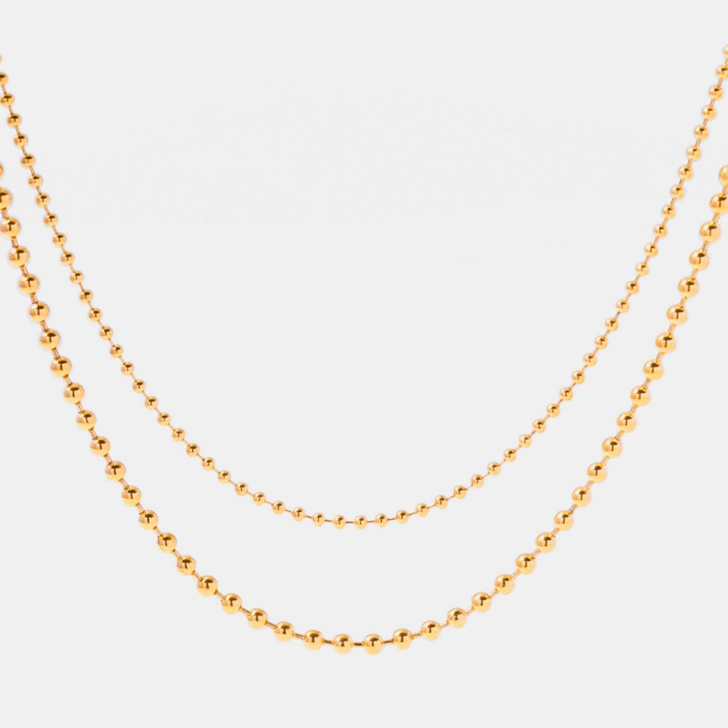 18K Gold-Plated Lobster Closure Bead Necklace Carauana Store