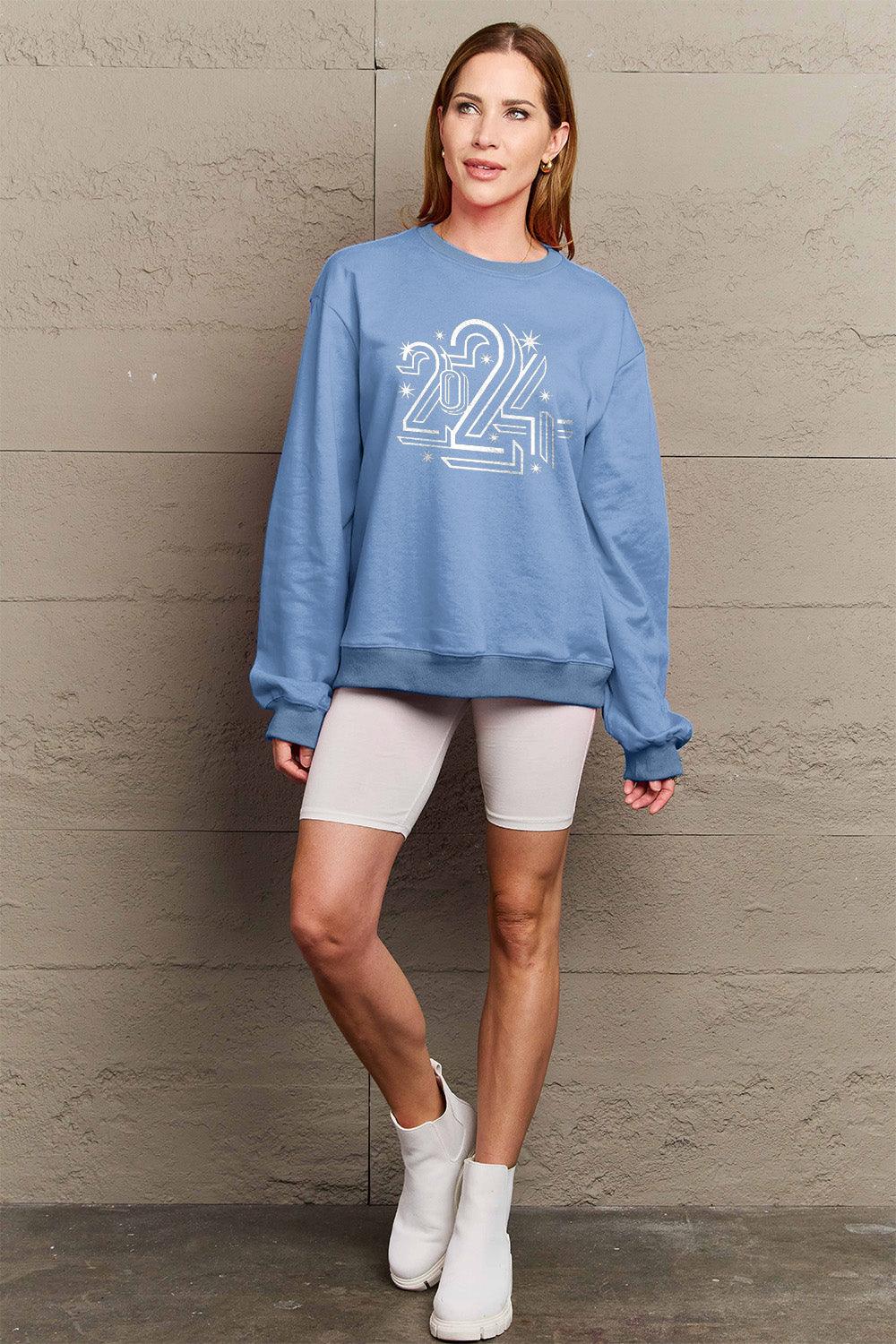 Simply Love Full Size 2024 Round Neck Dropped Shoulder Sweatshirt Carauana Store
