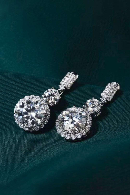 12 Carat Moissanite Platinum-Plated Drop Earrings Carauana Store