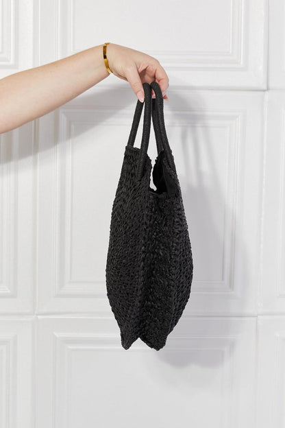 Justin Taylor Beach Date Straw Rattan Handbag in Black Carauana Store