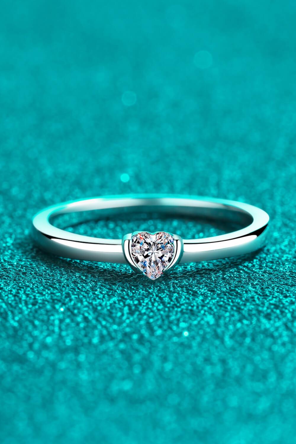 Heart-Shaped Moissanite Solitaire Ring Carauana Store
