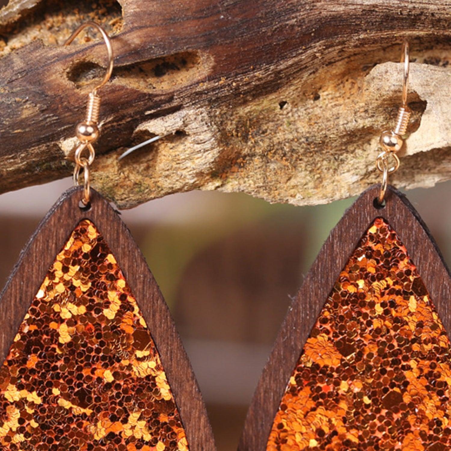 Sequin Wood Teardrop Earrings Carauana Store
