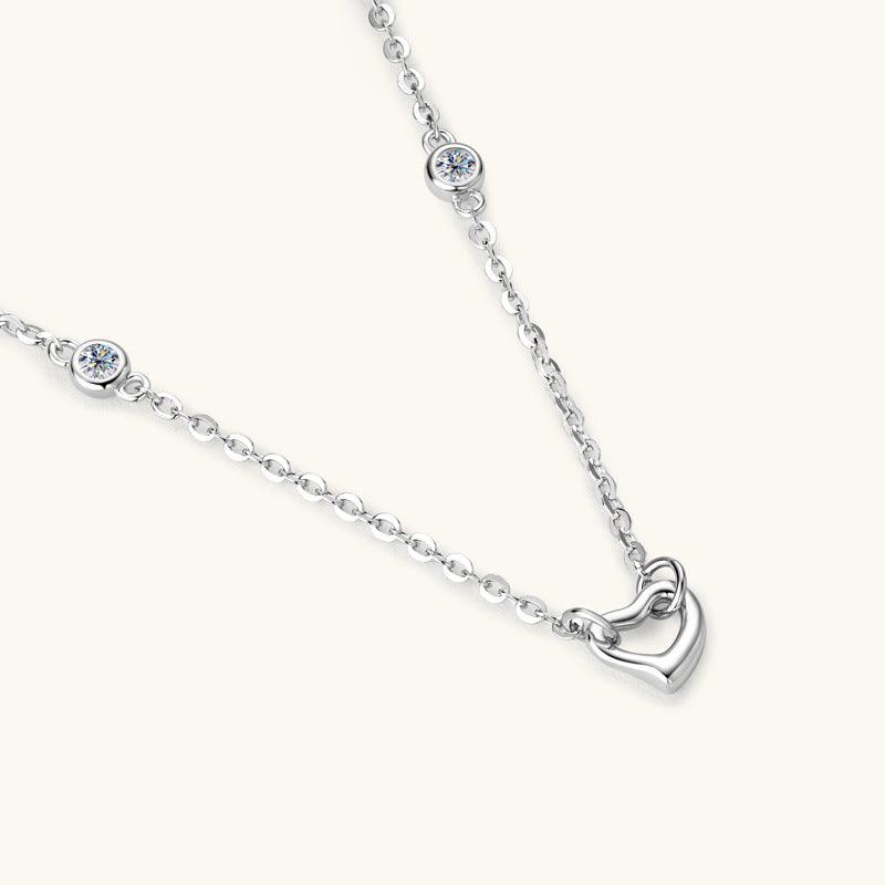 Moissanite 925 Sterling Silver Heart Necklace Carauana Store