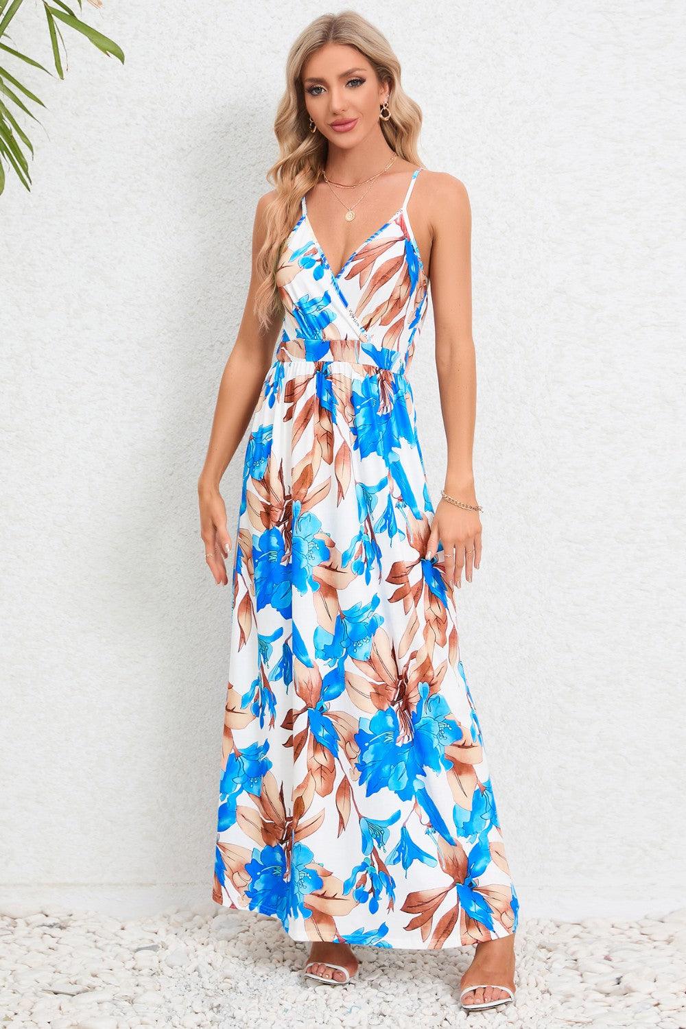 Printed Surplice Maxi Cami Dress Carauana Store