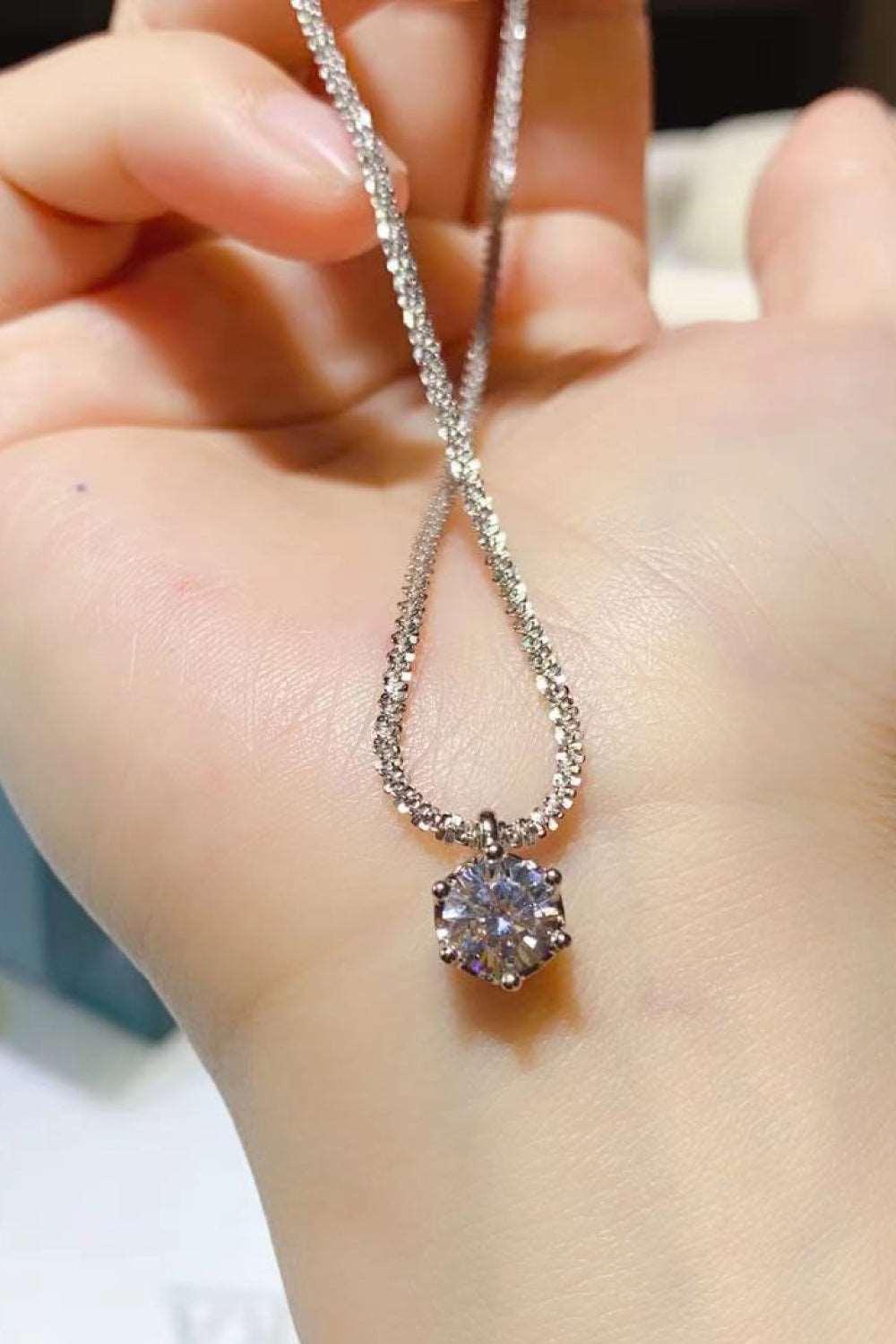 1 Carat Moissanite 925 Sterling Silver Necklace Carauana Store