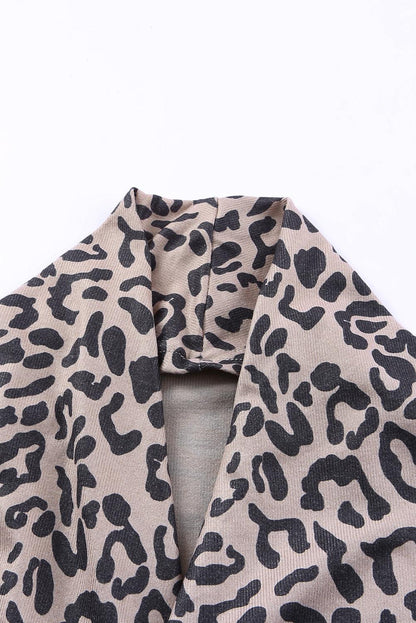 Leopard Open Front Long Sleeve Cover-Up Carauana Store
