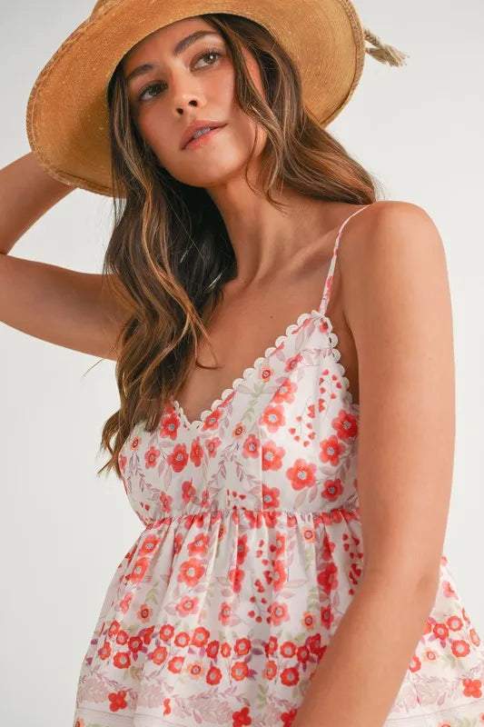 MABLE Floral Printed Peplum Top and Shorts Set