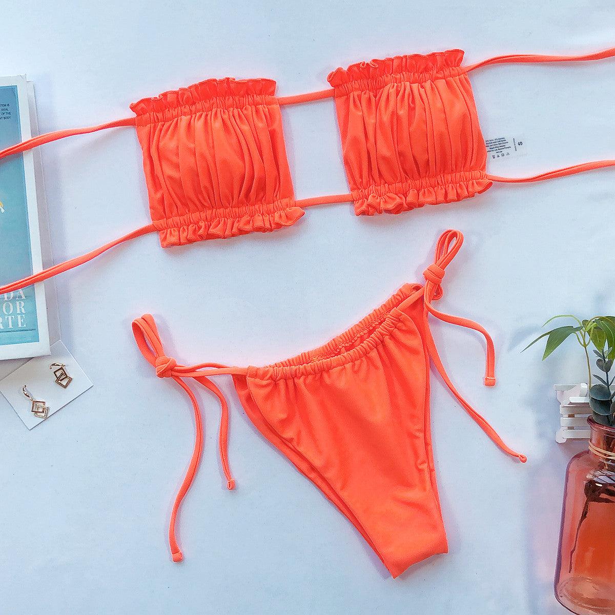 Frill Trim Ruched Bikini Set Carauana Store