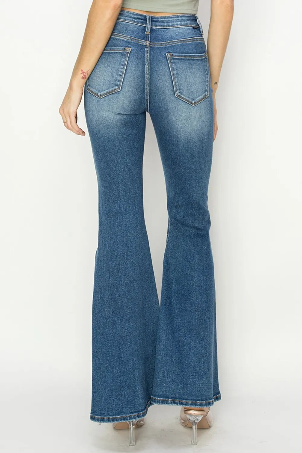 RISEN Full Size High Rise Front Seam Detailed Flare Jeans Carauana Store