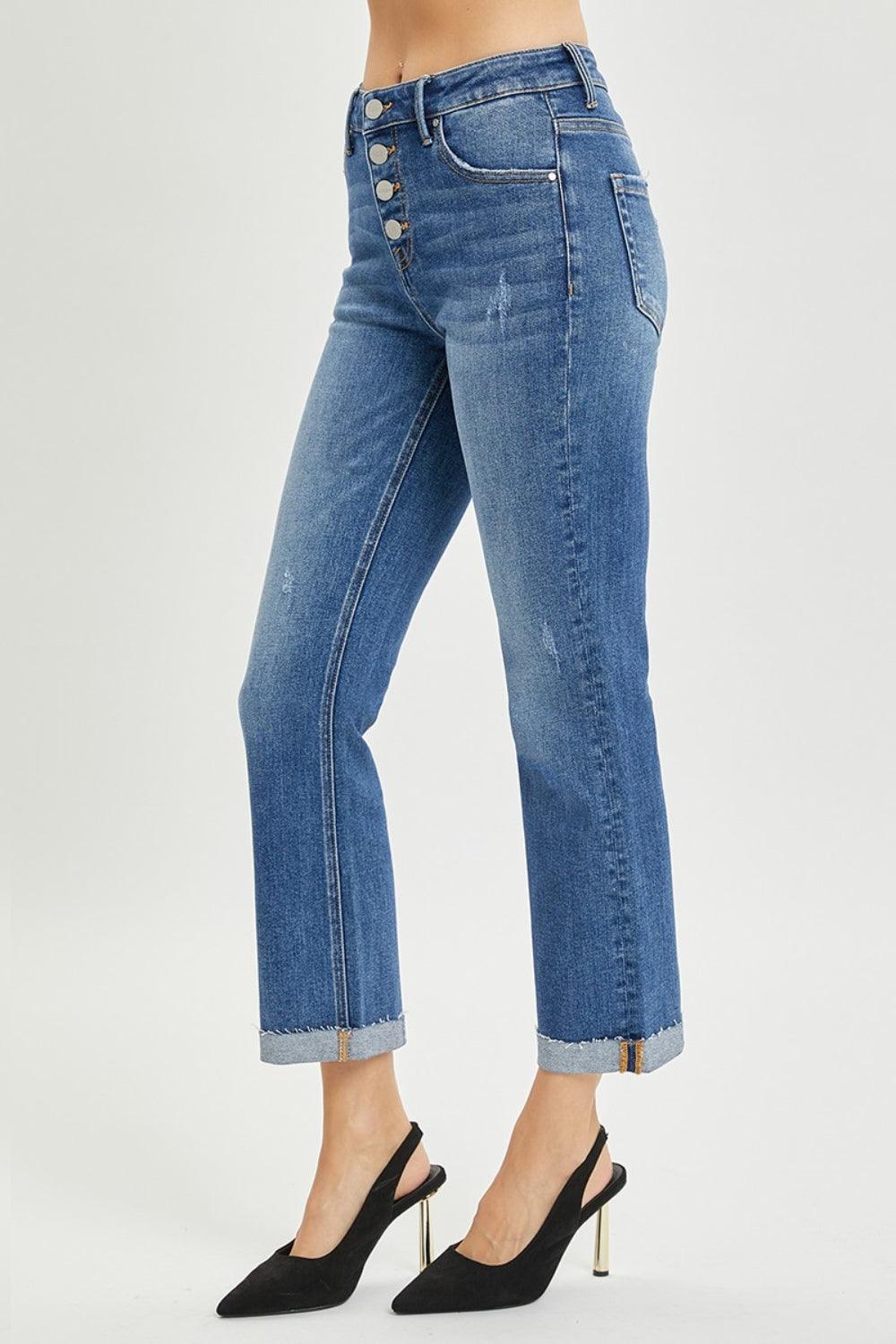RISEN Full Size Button Fly Cropped Bootcut Jeans Carauana Store