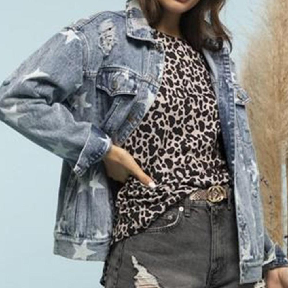 Star Distressed Denim Shacket Carauana Store