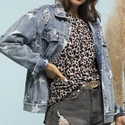 Star Distressed Denim Shacket Carauana Store