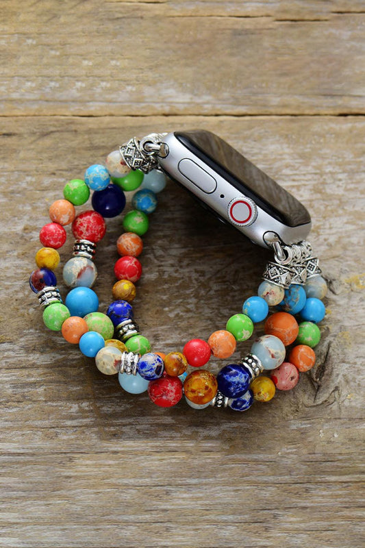 Synthetic Imperial Jasper Beaded Watchband Bracelet Carauana Store