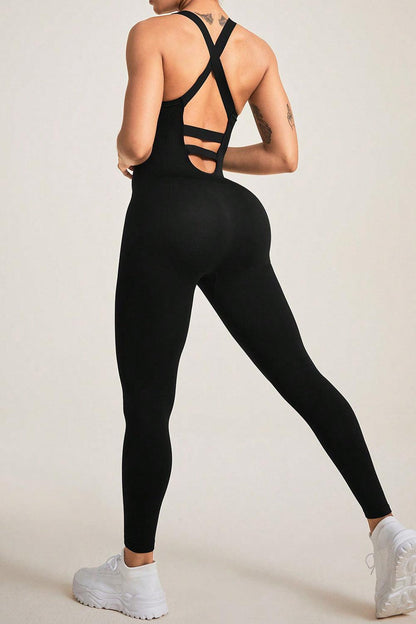 Crisscross Wide Strap Jumpsuit Carauana Store