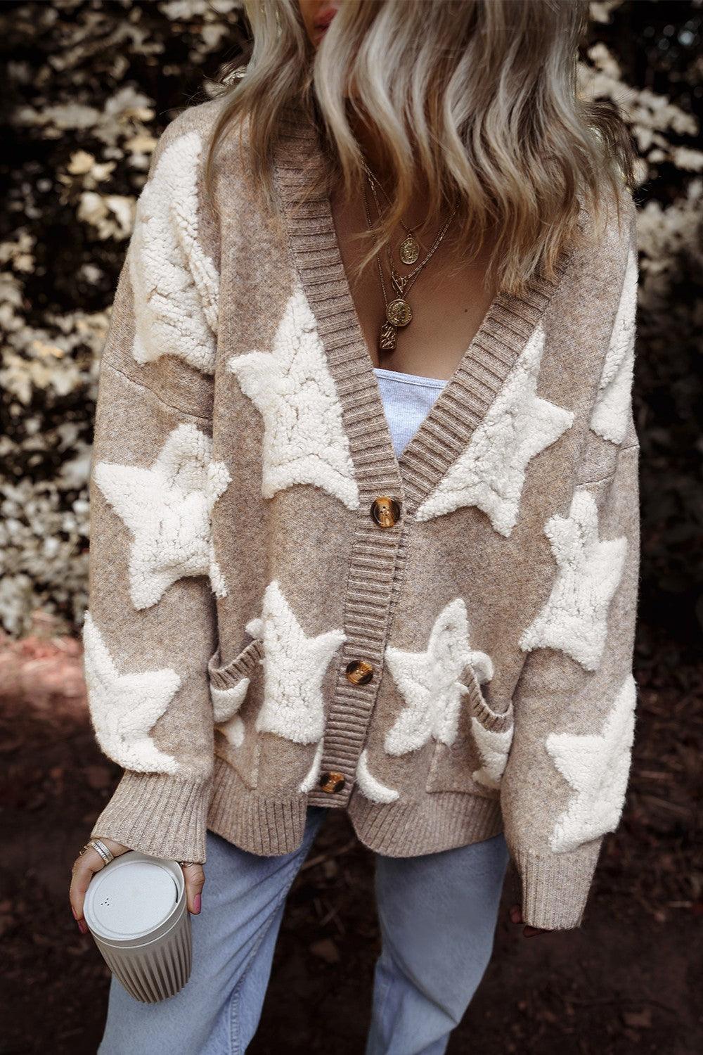 Star Button Up Long Sleeve Cardigan Carauana Store