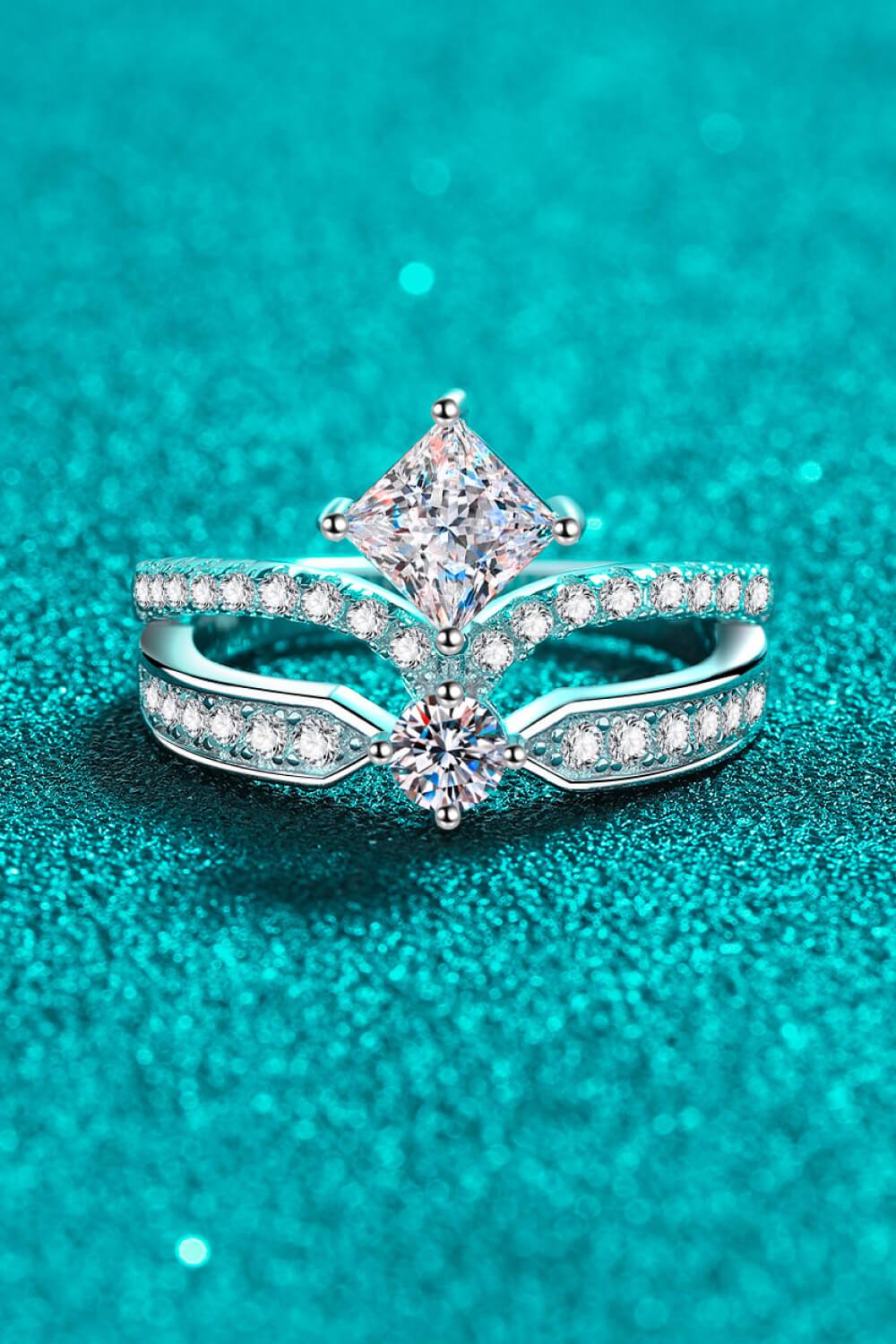 925 Sterling Silver Moissanite Crown Ring Carauana Store