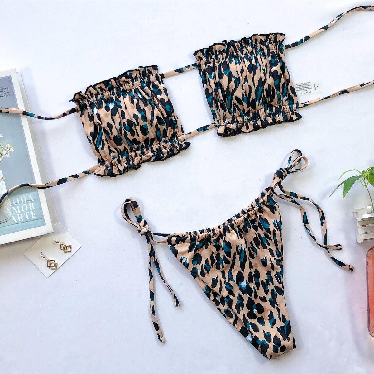 Frill Trim Ruched Bikini Set Carauana Store