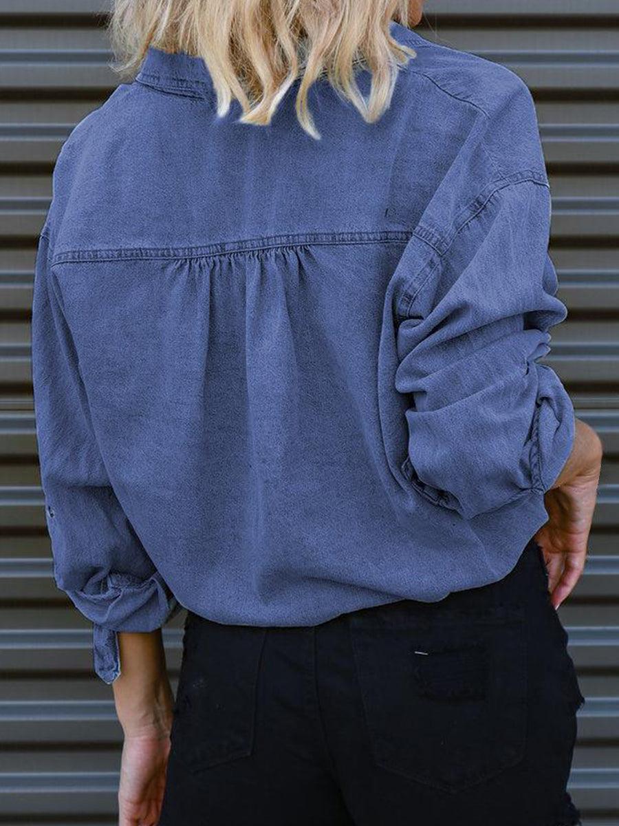 Tie Detail Denim Top Carauana Store