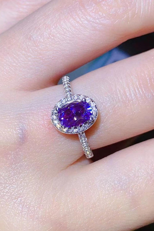 925 Sterling Silver 1 Carat Purple Moissanite Ring Carauana Store