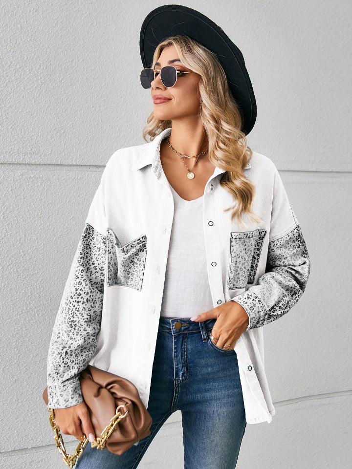 Leopard Button Up Denim Jacket Carauana Store
