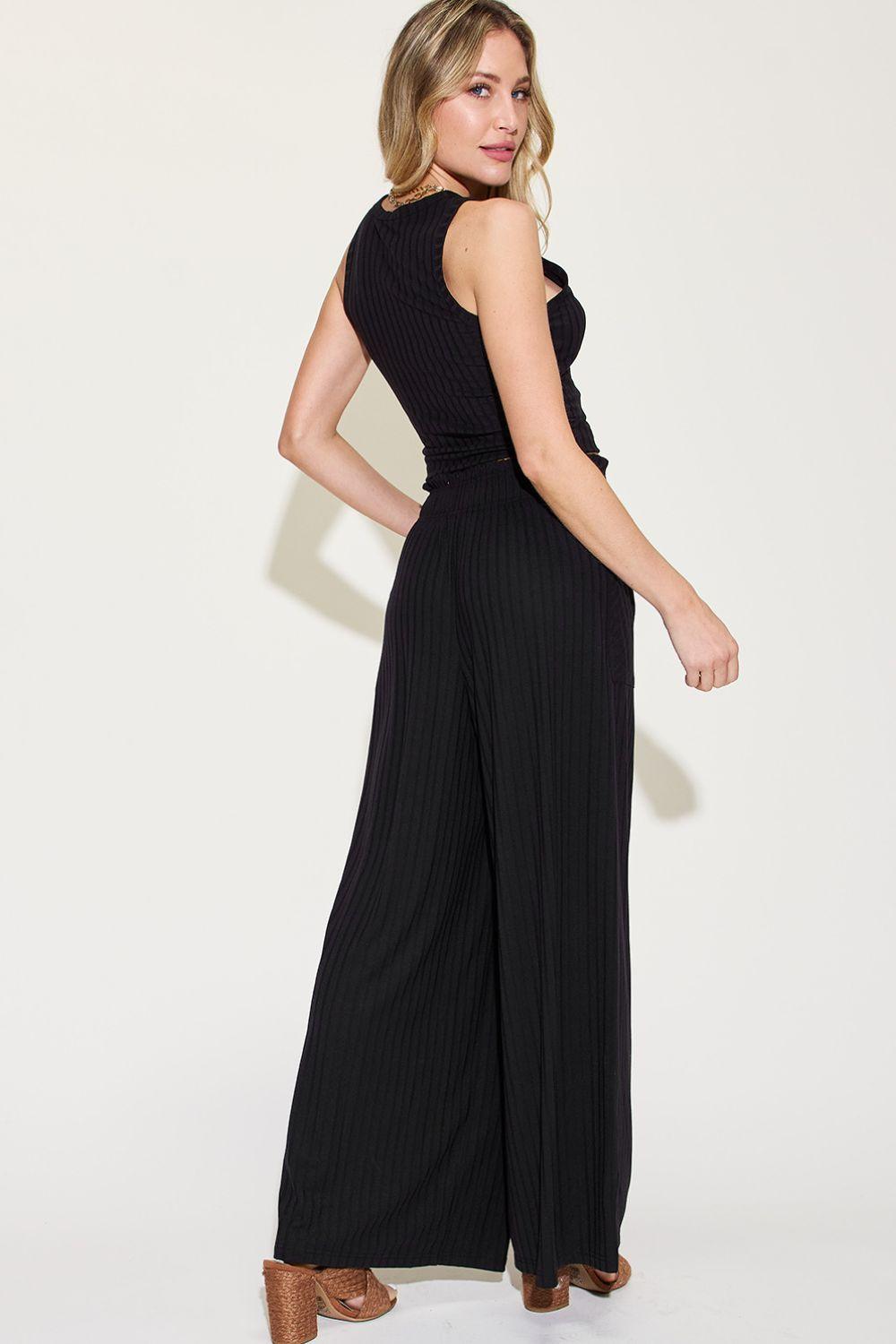 Basic Bae Full Size Ribbed Tank and Wide Leg Pants Set Carauana Store