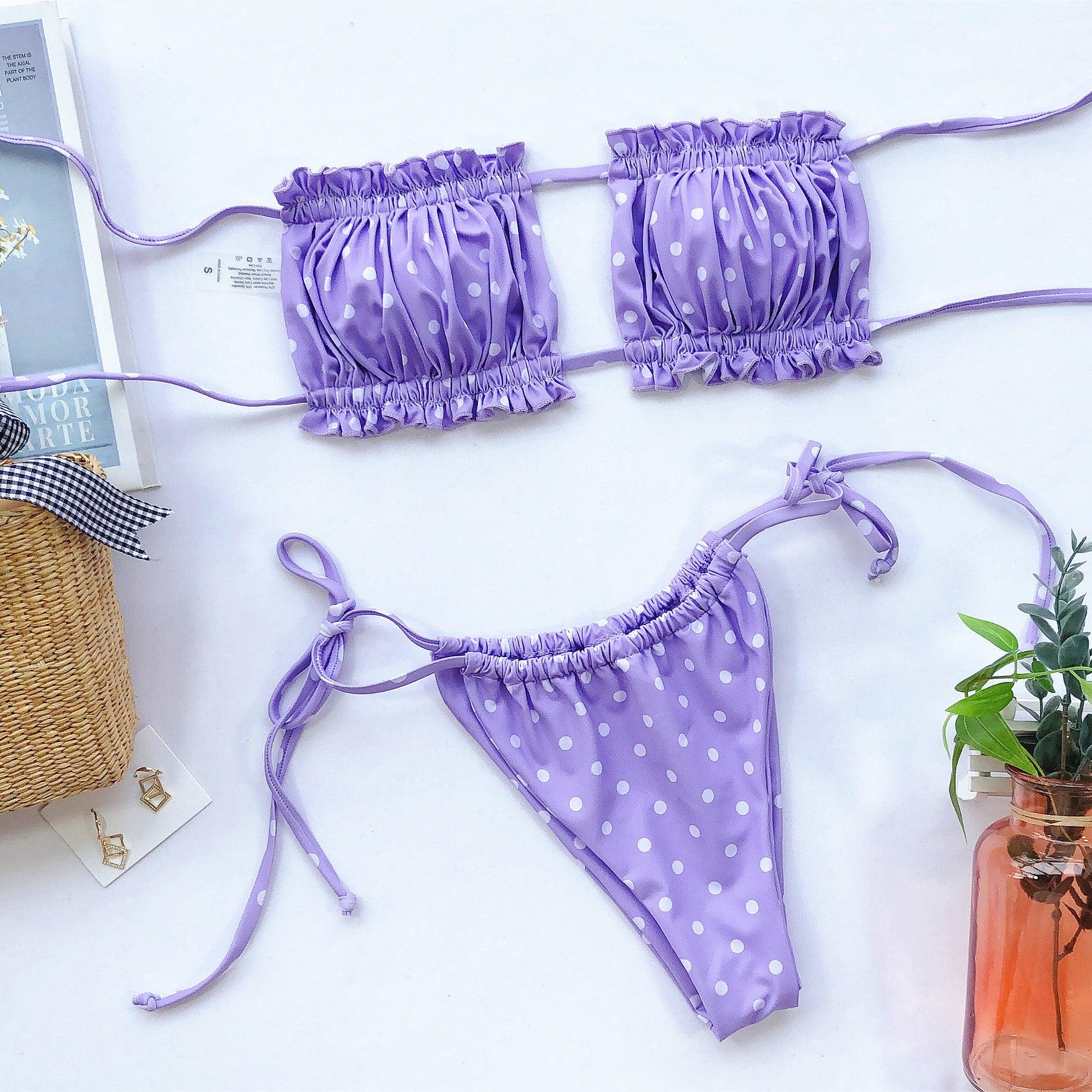 Frill Trim Ruched Bikini Set Carauana Store