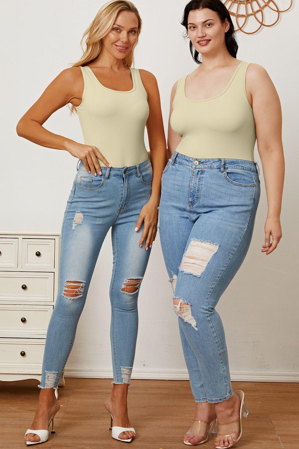 Basic Bae Full Size Square Neck Sleeveless Bodysuit Carauana Store