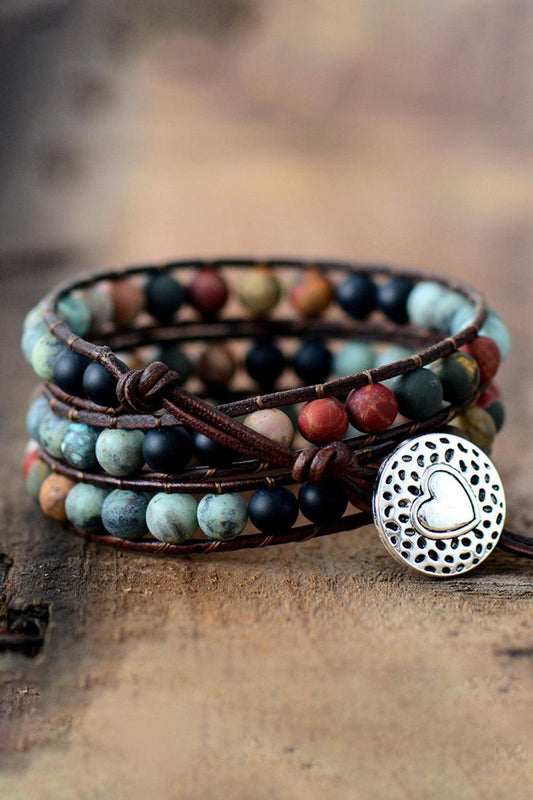 Handmade Triple Layer Beaded Agate Bracelet Carauana Store