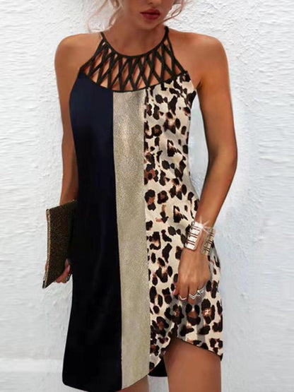 Printed Grecian Neck Mini Dress Carauana Store