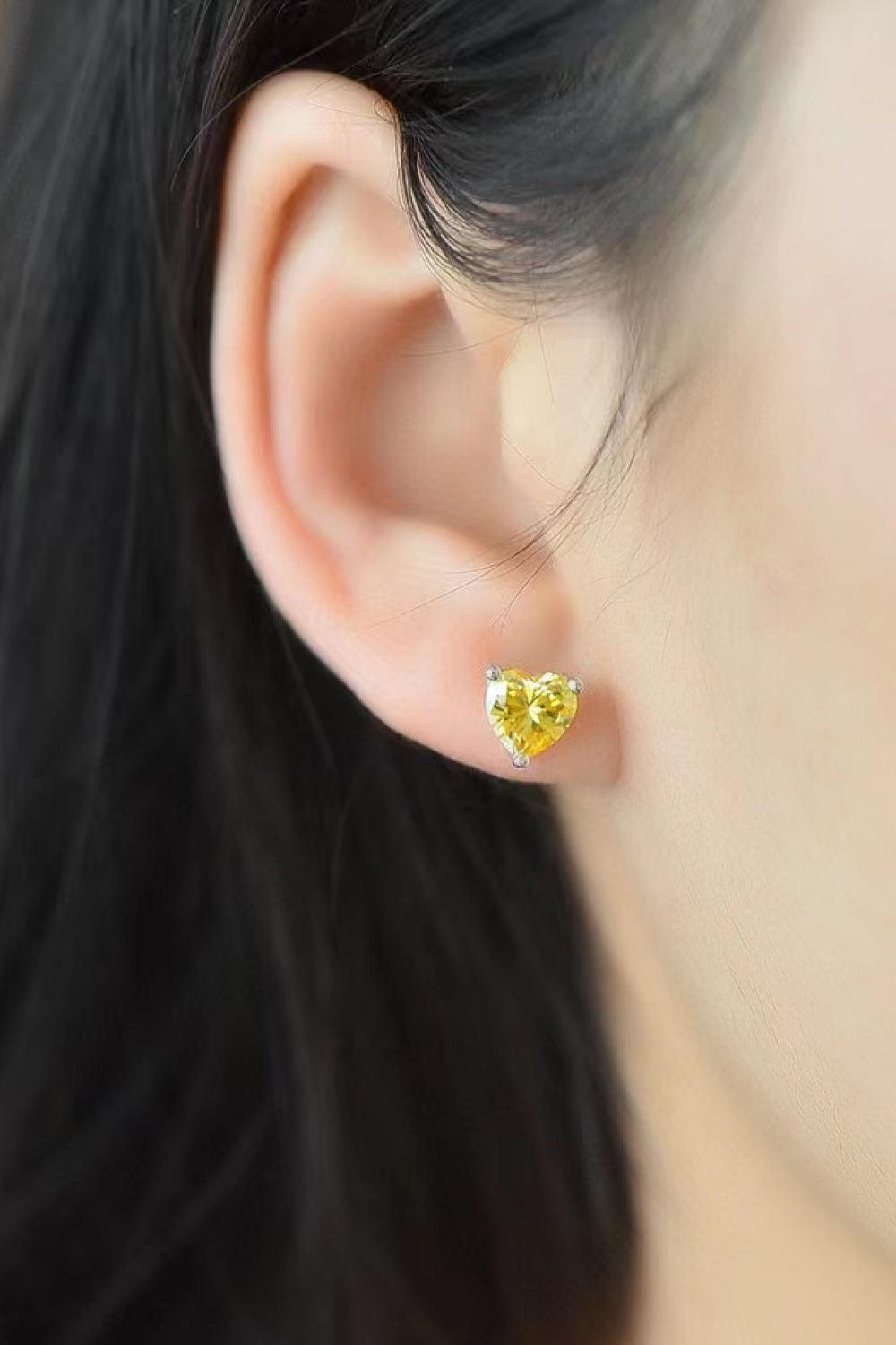 2 Carat Yellow Heart Moissanite Platinum-Plated Earrings Carauana Store