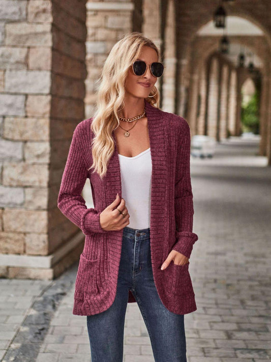 Open Front Cardigan with Pockets Carauana Store