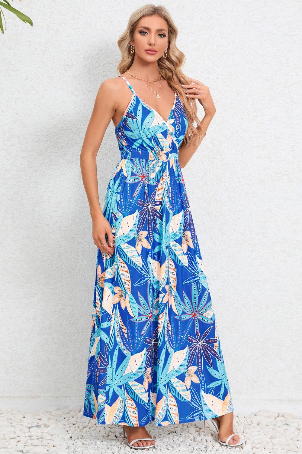 Printed Surplice Maxi Cami Dress Carauana Store
