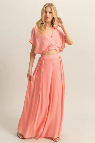 HYFVE Kimono Sleeve Crop Top and Wide Leg Pants Set