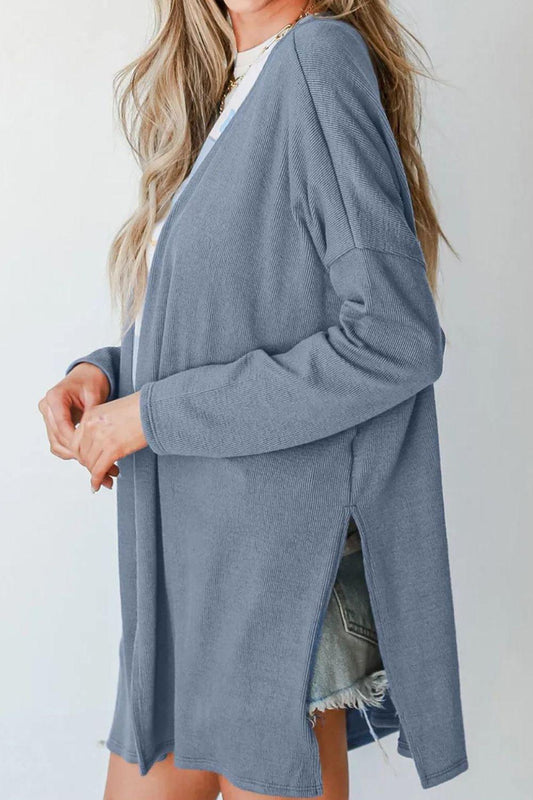Slit Open Front Long Sleeve Cover Up Carauana Store