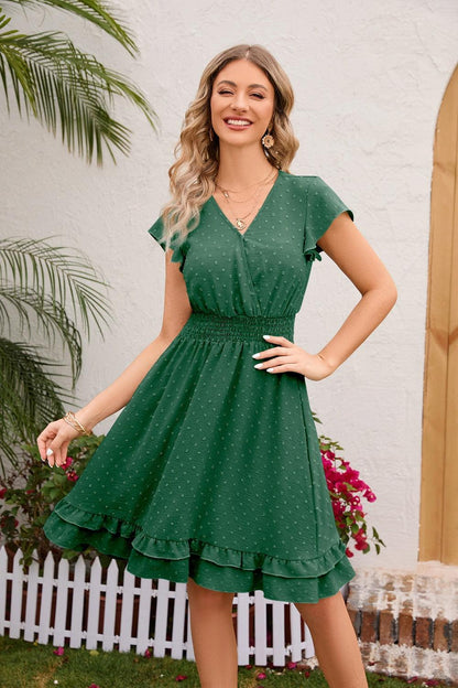 Swiss Dot Cap Sleeve Dress Carauana Store