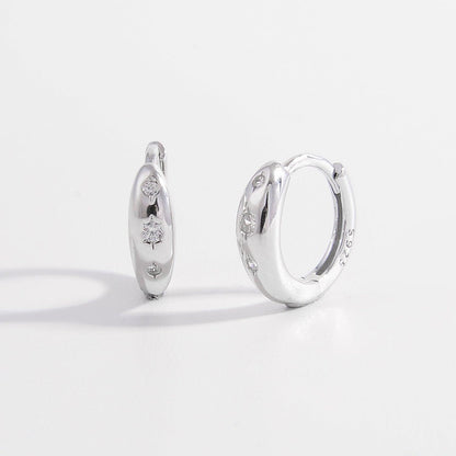 925 Sterling Silver Inlaid Zircon Huggie Earrings Carauana Store