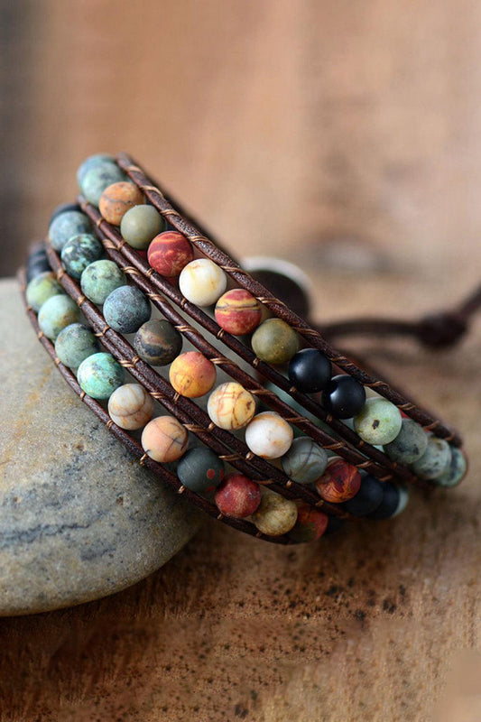 Handmade Triple Layer Beaded Agate Bracelet Carauana Store