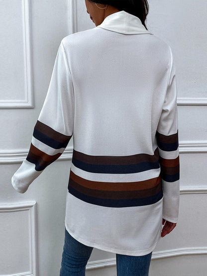 Shiny Color Block Open Front Cardigan Carauana Store