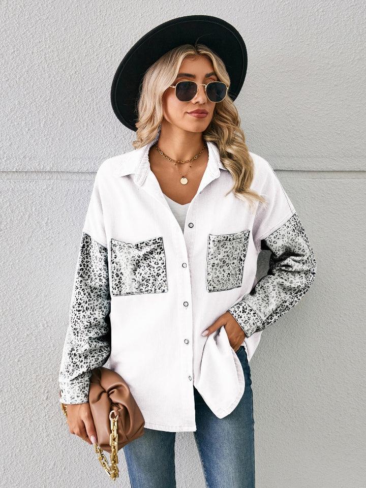Leopard Button Up Denim Jacket Carauana Store