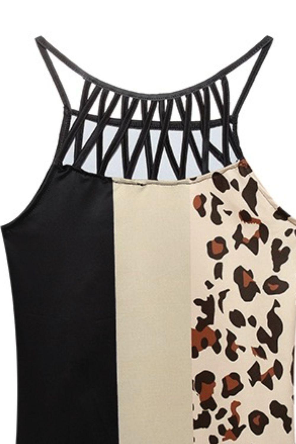 Printed Grecian Neck Mini Dress Carauana Store
