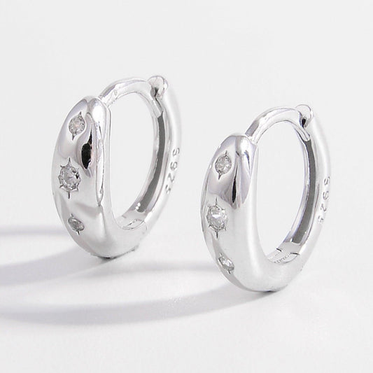925 Sterling Silver Inlaid Zircon Huggie Earrings Carauana Store
