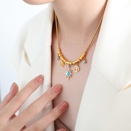 Gold-Plated Titanium Steel Charm Necklace Carauana Store