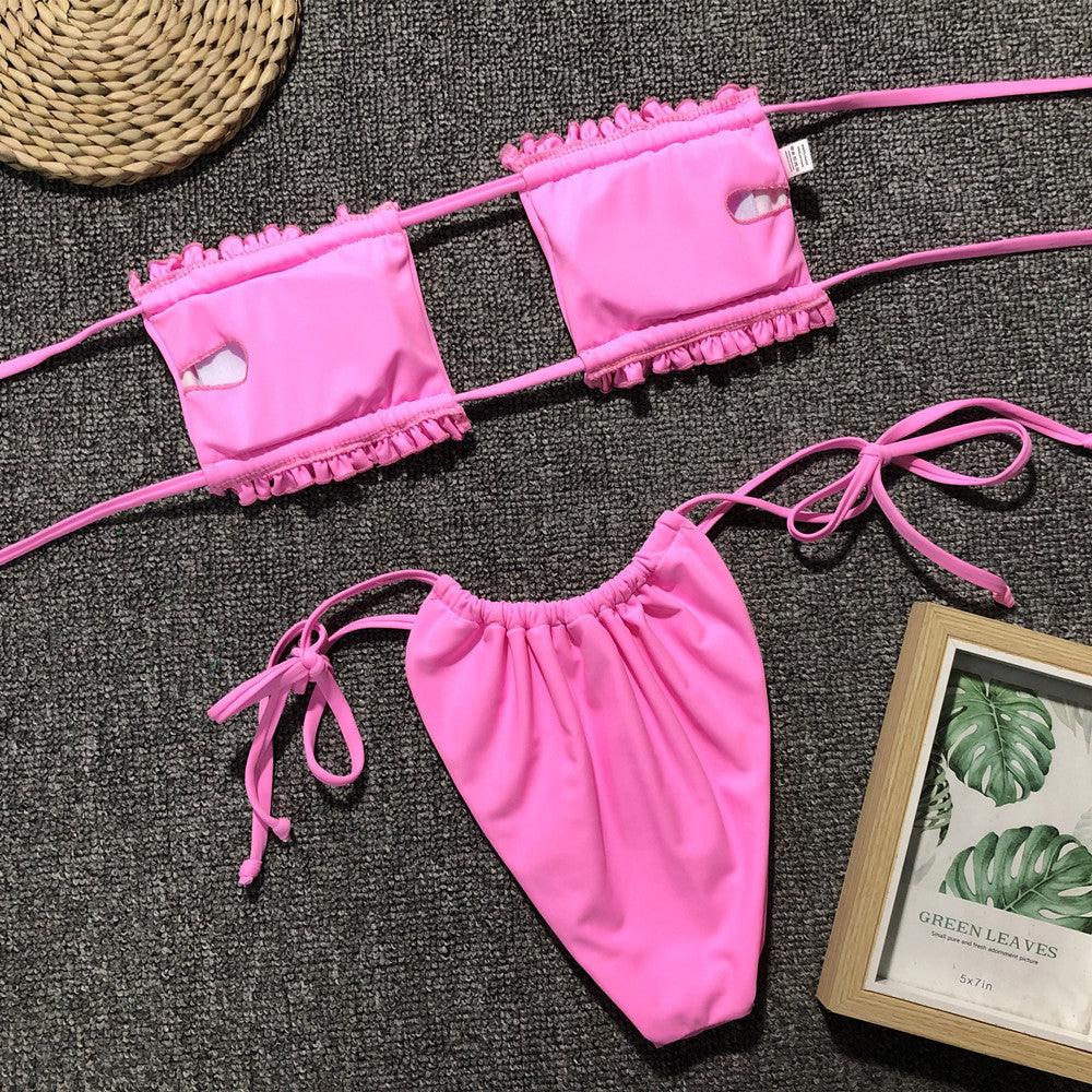 Frill Trim Ruched Bikini Set Carauana Store