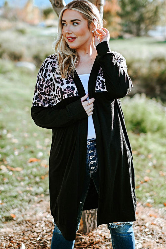 Plus Size Open Front Dropped Shoulder Cardigan Carauana Store