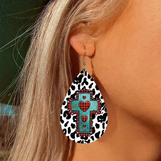PU Leather Iron Hook Teardrop Earrings Carauana Store