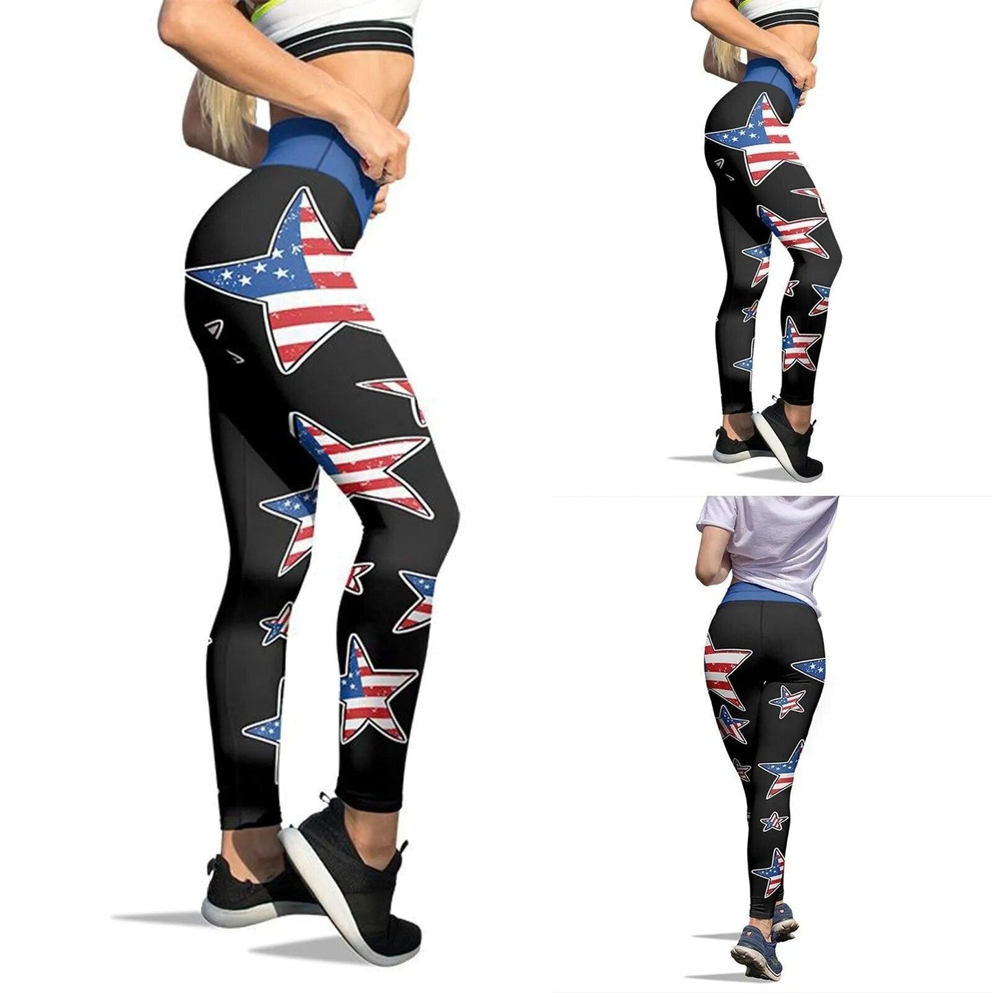 American Flag Printed Leggings For Women Tummy Control Skinny Pants For Yoga Running Pilates Free Shipping