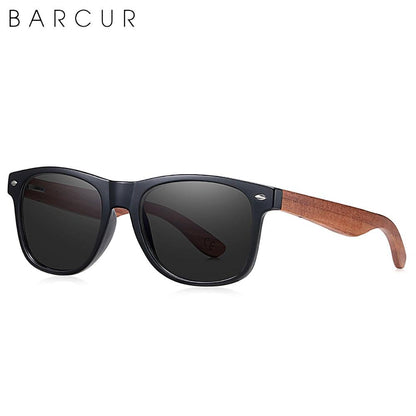 BARCUR Sunglasses Anti Blue Night Vision Mirror Free Wood Box