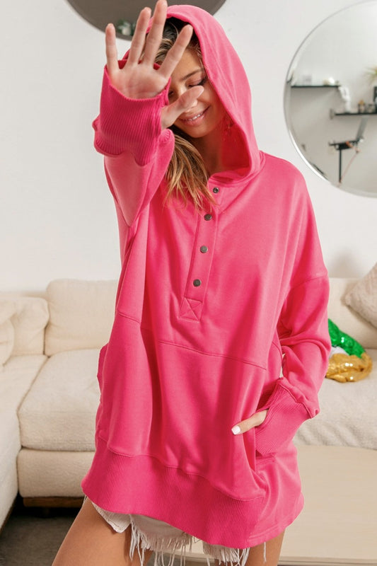 BiBi Half Snap Thumbhole Long Sleeve Hoodie Carauana Store